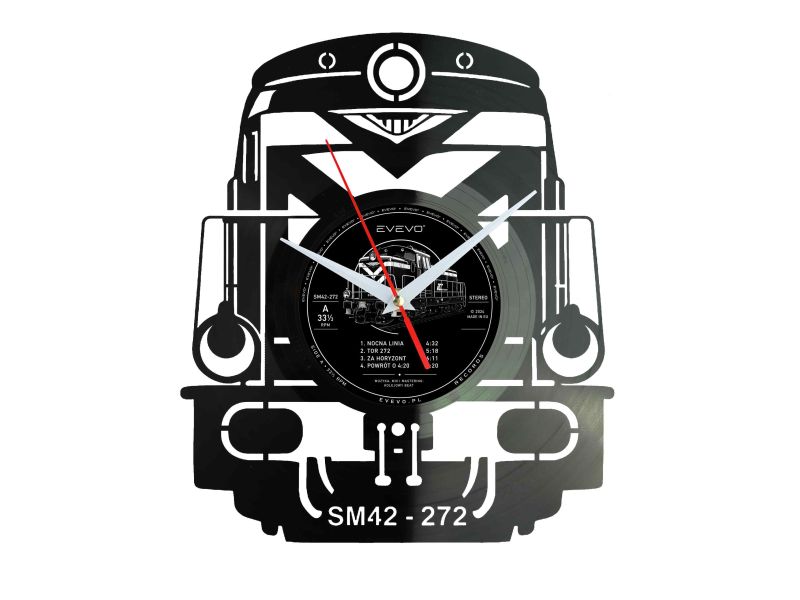 Zegar Pociąg Train Zegar Ścienny Płyta Winylowa Prezent Upominek Urodziny Dla Niej Dla Niego EVEVO evevo.pl W0004