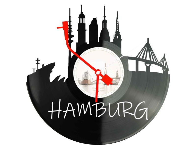 Zegar Hamburg Miasto Niemcy Płyta Winylowa Prezent Upominek Urodziny Dla Niej Dla Niego EVEVO evevo.pl W0011