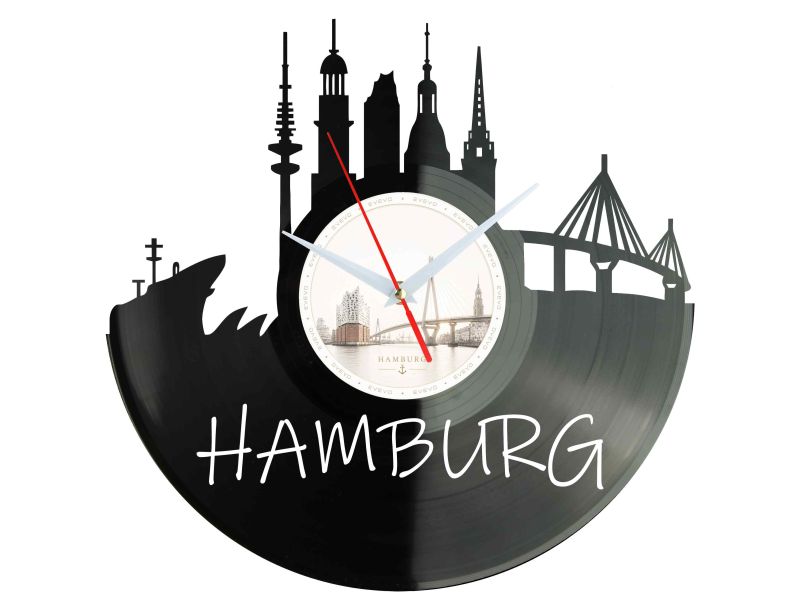 Zegar Hamburg Miasto Niemcy Płyta Winylowa Prezent Upominek Urodziny Dla Niej Dla Niego EVEVO evevo.pl W0011