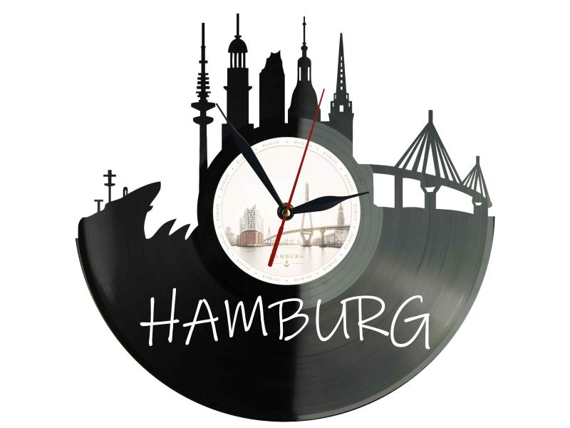 Zegar Hamburg Miasto Niemcy Płyta Winylowa Prezent Upominek Urodziny Dla Niej Dla Niego EVEVO evevo.pl W0011