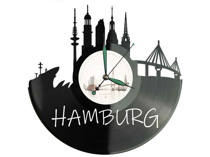 Zegar Hamburg Miasto Niemcy Płyta Winylowa Prezent Upominek Urodziny Dla Niej Dla Niego EVEVO evevo.pl W0011