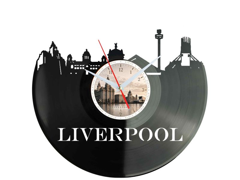 Zegar Liverpool Miasto Anglia Zegar Ścienny Płyta Winylowa Prezent Upominek Urodziny Dla Niej Dla Niego EVEVO evevo.pl W0012