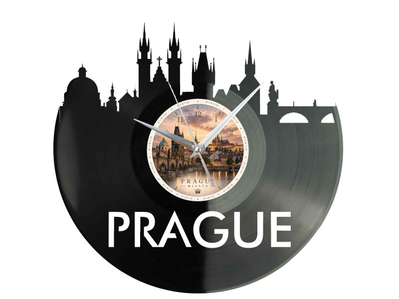 Zegar Praga Miasto Czechia Płyta Winylowa Prezent Upominek Urodziny Dla Niej Dla Niego EVEVO evevo.pl W0015