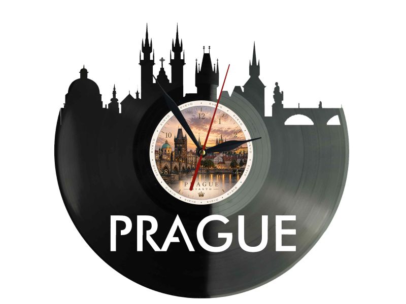 Zegar Praga Miasto Czechia Płyta Winylowa Prezent Upominek Urodziny Dla Niej Dla Niego EVEVO evevo.pl W0015