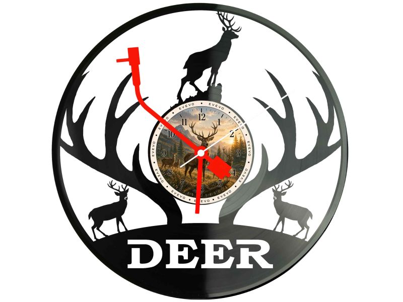Zegar Jeleń Dzikie Jelenie Zegar Deer Płyta Winylowa Prezent Upominek Urodziny Dla Niej Dla Niego EVEVO evevo.pl W0019