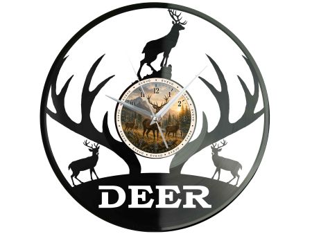 Zegar Jeleń Dzikie Jelenie Zegar Deer Płyta Winylowa Prezent Upominek Urodziny Dla Niej Dla Niego EVEVO evevo.pl W0019