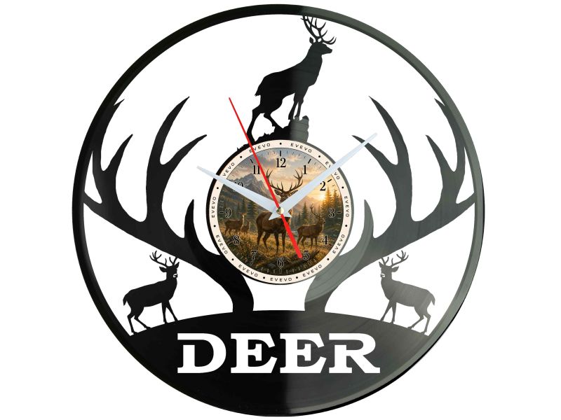 Zegar Jeleń Dzikie Jelenie Zegar Deer Płyta Winylowa Prezent Upominek Urodziny Dla Niej Dla Niego EVEVO evevo.pl W0019