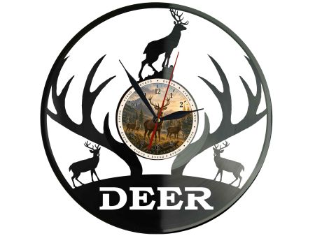 Zegar Jeleń Dzikie Jelenie Zegar Deer Płyta Winylowa Prezent Upominek Urodziny Dla Niej Dla Niego EVEVO evevo.pl W0019