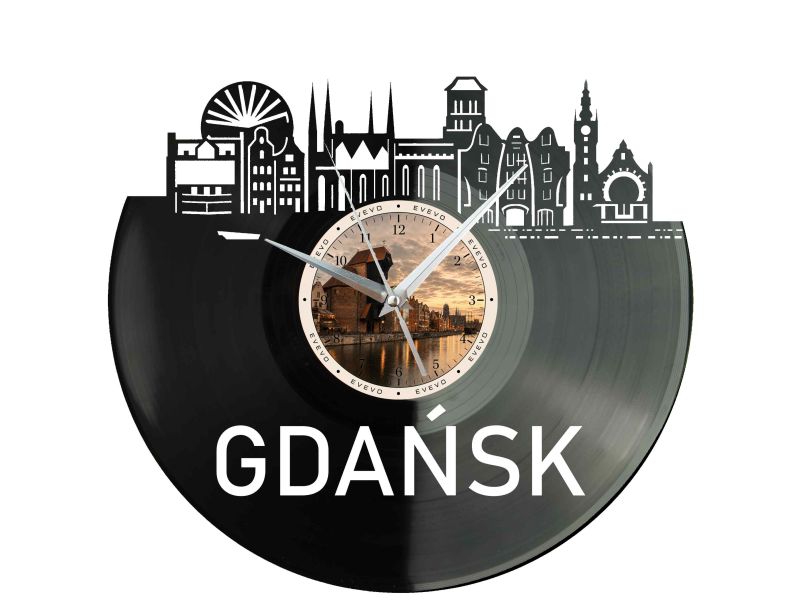 Zegar Gdańsk Miasto Polska Płyta Winylowa Prezent Upominek Urodziny Dla Niej Dla Niego EVEVO evevo.pl W0023