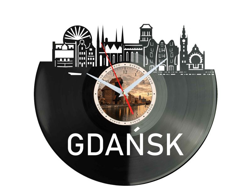 Zegar Gdańsk Miasto Polska Płyta Winylowa Prezent Upominek Urodziny Dla Niej Dla Niego EVEVO evevo.pl W0023