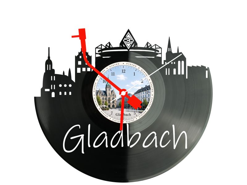 Zegar Gladbach Miasto Niemcy Płyta Winylowa Prezent Upominek Urodziny Dla Niej Dla Niego EVEVO evevo.pl W0027