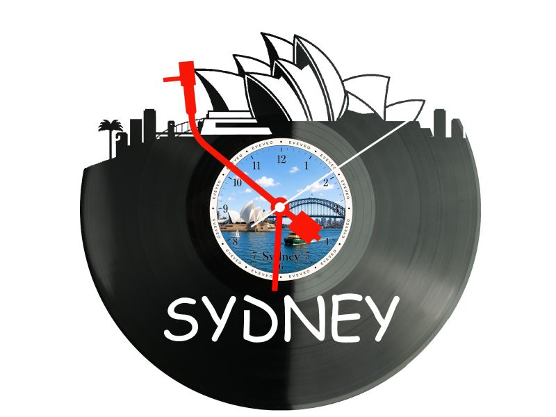 Zegar Sydney Miasto Australia Zegar Ścienny Płyta Winylowa Prezent Upominek Urodziny Dla Niej Dla Niego EVEVO evevo.pl W0029