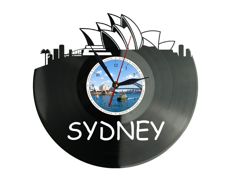 Zegar Sydney Miasto Australia Zegar Ścienny Płyta Winylowa Prezent Upominek Urodziny Dla Niej Dla Niego EVEVO evevo.pl W0029