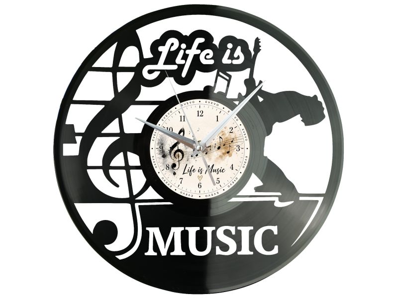 Zegar Life is Music Płyta Winylowa Prezent Upominek Urodziny Dla Niej Dla Niego EVEVO evevo.pl W0030