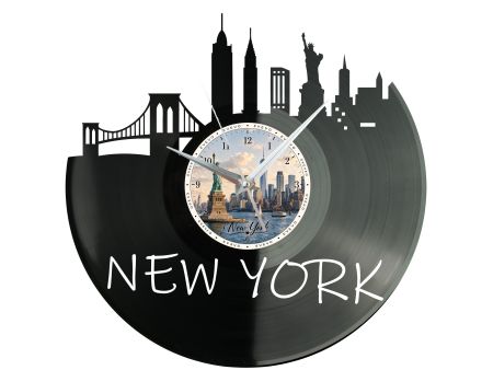 Zegar New York Miasto USA Zegar Ścienny Płyta Winylowa Prezent Upominek Urodziny Dla Niej Dla Niego EVEVO evevo.pl W0031