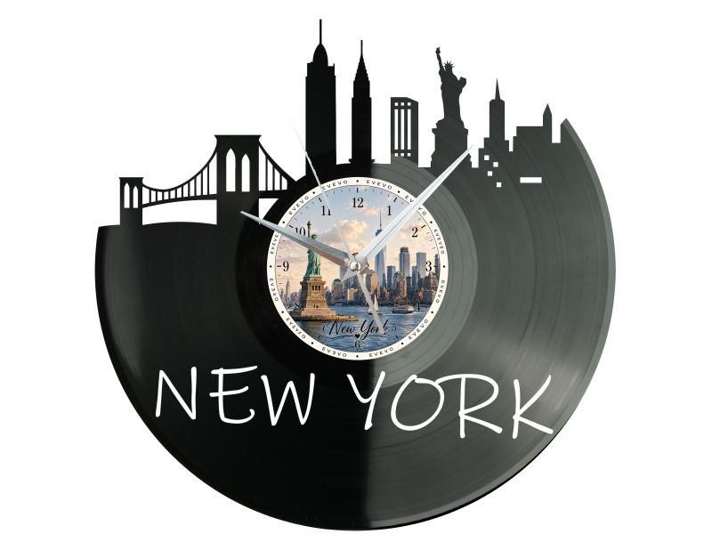 Zegar New York Miasto USA Zegar Ścienny Płyta Winylowa Prezent Upominek Urodziny Dla Niej Dla Niego EVEVO evevo.pl W0031