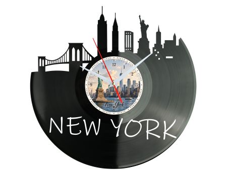 Zegar New York Miasto USA Zegar Ścienny Płyta Winylowa Prezent Upominek Urodziny Dla Niej Dla Niego EVEVO evevo.pl W0031