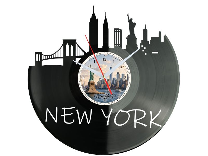 Zegar New York Miasto USA Płyta Winylowa Prezent Upominek Urodziny Dla Niej Dla Niego EVEVO evevo.pl W0031