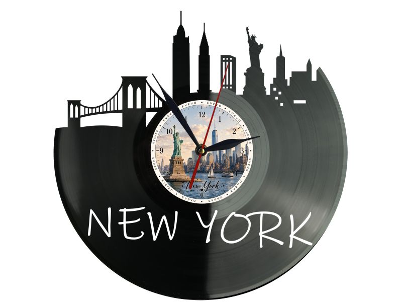 Zegar New York Miasto USA Płyta Winylowa Prezent Upominek Urodziny Dla Niej Dla Niego EVEVO evevo.pl W0031