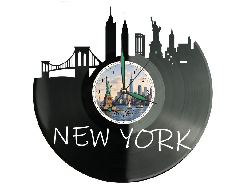 Zegar New York Miasto USA Płyta Winylowa Prezent Upominek Urodziny Dla Niej Dla Niego EVEVO evevo.pl W0031