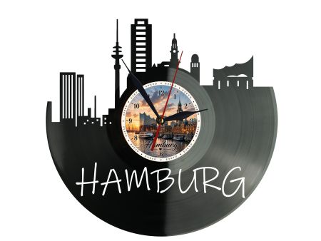 Zegar Hamburg Miasto Niemcy Zegar Ścienny Płyta Winylowa Prezent Upominek Urodziny Dla Niej Dla Niego EVEVO evevo.pl W0032
