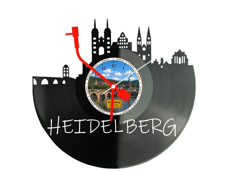 Zegar Heidelberg Miasto Niemcy Zegar Ścienny Płyta Winylowa Prezent Upominek Urodziny Dla Niej Dla Niego EVEVO evevo.pl W0043