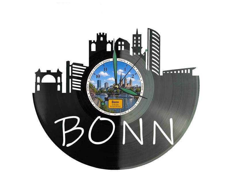 Zegar Bonn Miasto Niemcy Zegar Ścienny Płyta Winylowa Prezent Upominek Urodziny Dla Niej Dla Niego EVEVO evevo.pl W0044