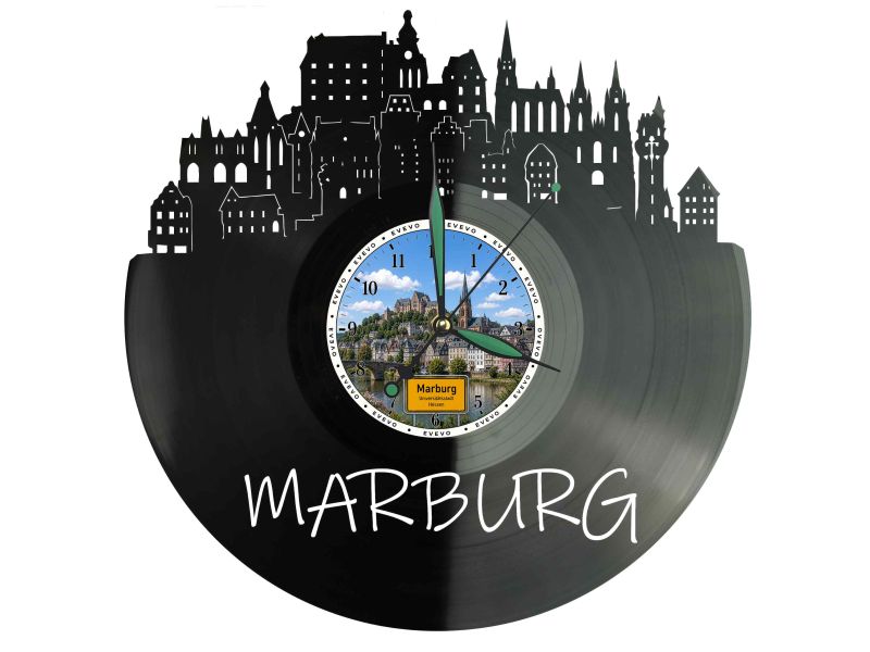 Zegar Marburg Miasto Niemcy Zegar Ścienny Płyta Winylowa Prezent Upominek Urodziny Dla Niej Dla Niego EVEVO evevo.pl W0045