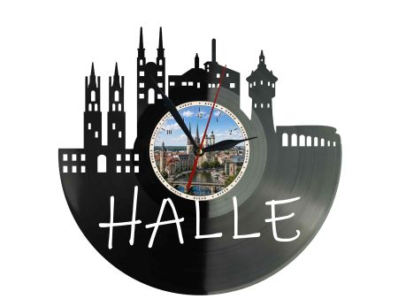Zegar Halle Miasto Niemcy Zegar Ścienny Płyta Winylowa Prezent Upominek Urodziny Dla Niej Dla Niego EVEVO evevo.pl W0048