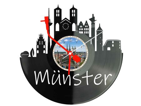 Zegar Münster Miasto Niemcy Zegar Ścienny Płyta Winylowa Prezent Upominek Urodziny Dla Niej Dla Niego EVEVO evevo.pl W0049