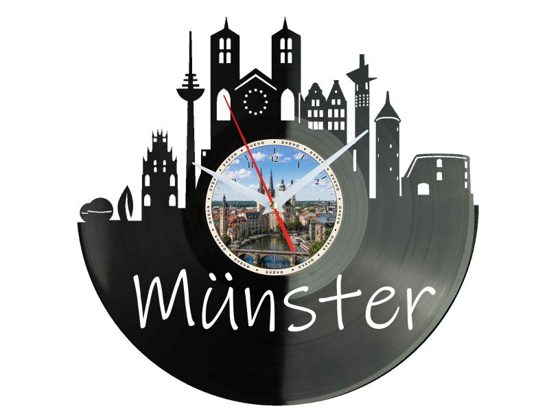 Zegar Münster Miasto Niemcy Zegar Ścienny Płyta Winylowa Prezent Upominek Urodziny Dla Niej Dla Niego EVEVO evevo.pl W0049