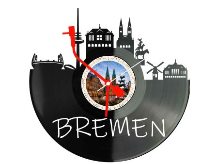 Zegar Bremen Miasto Niemcy Zegar Ścienny Płyta Winylowa Prezent Upominek Urodziny Dla Niej Dla Niego EVEVO evevo.pl W0051