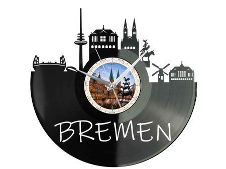 Zegar Bremen Miasto Niemcy Zegar Ścienny Płyta Winylowa Prezent Upominek Urodziny Dla Niej Dla Niego EVEVO evevo.pl W0051