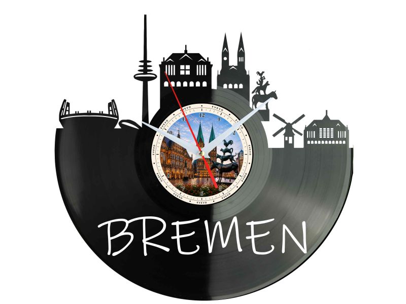 Zegar Bremen Miasto Niemcy Zegar Ścienny Płyta Winylowa Prezent Upominek Urodziny Dla Niej Dla Niego EVEVO evevo.pl W0051