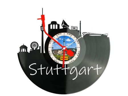 Zegar Stuttgart Miasto Niemcy Zegar Ścienny Płyta Winylowa Prezent Upominek Urodziny Dla Niej Dla Niego EVEVO evevo.pl W0053