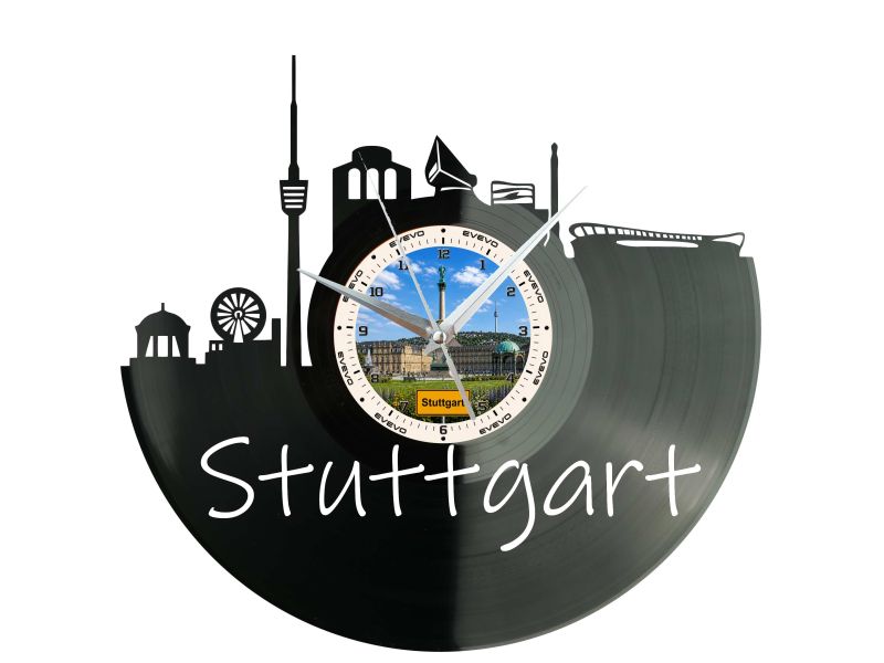 Zegar Stuttgart Miasto Niemcy Zegar Ścienny Płyta Winylowa Prezent Upominek Urodziny Dla Niej Dla Niego EVEVO evevo.pl W0053