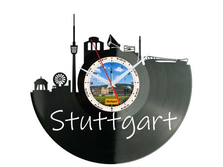 Zegar Stuttgart Miasto Niemcy Zegar Ścienny Płyta Winylowa Prezent Upominek Urodziny Dla Niej Dla Niego EVEVO evevo.pl W0053