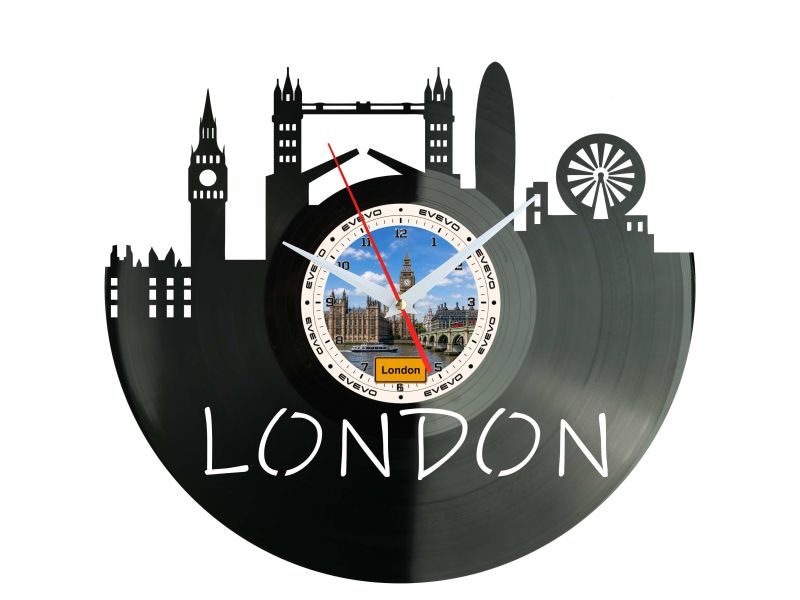 Zegar London Miasto Wielka Brytania Płyta Winylowa Prezent Upominek Urodziny Dla Niej Dla Niego EVEVO evevo.pl W0054