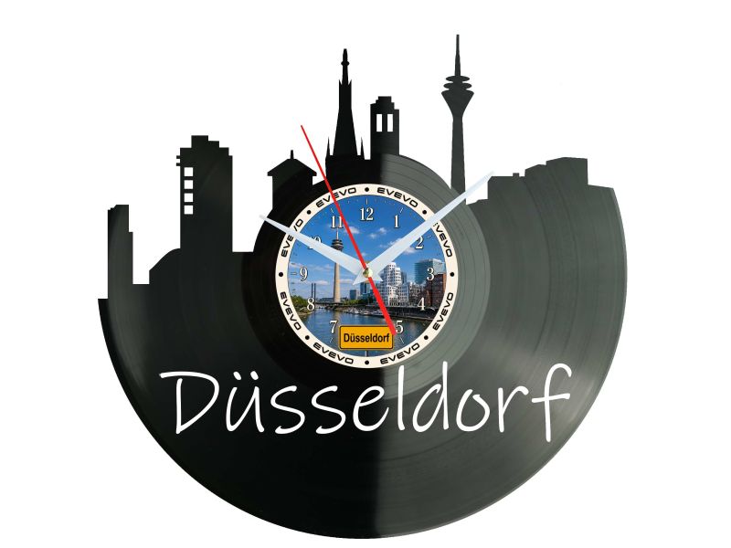 Zegar Düsseldorf Miasto Niemcy Zegar Ścienny Płyta Winylowa Prezent Upominek Urodziny Dla Niej Dla Niego EVEVO evevo.pl W0055