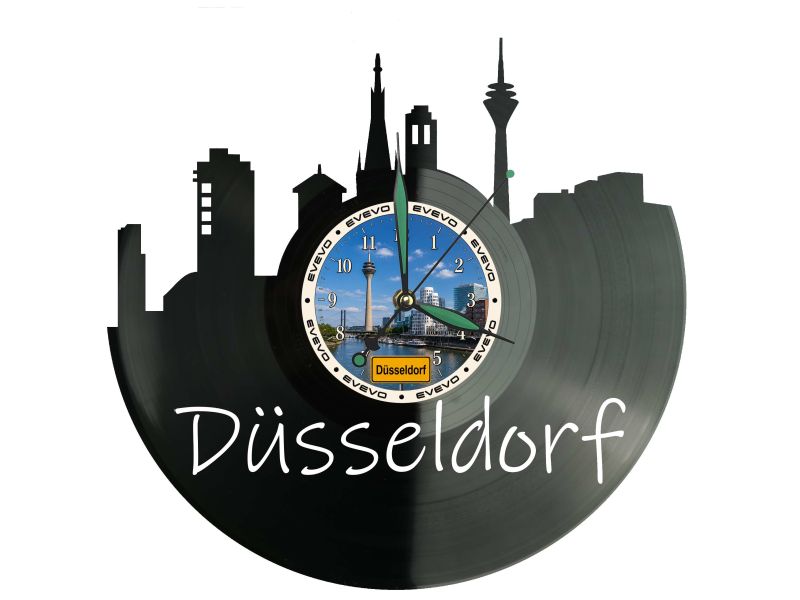 Zegar Düsseldorf Miasto Niemcy Zegar Ścienny Płyta Winylowa Prezent Upominek Urodziny Dla Niej Dla Niego EVEVO evevo.pl W0055