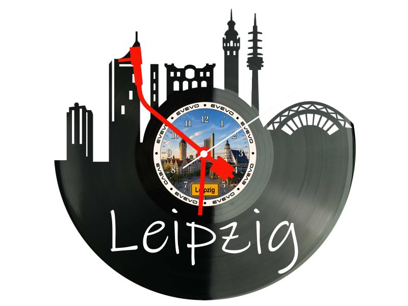 Zegar Leipzig Miasto Niemcy Zegar Ścienny Płyta Winylowa Prezent Upominek Urodziny Dla Niej Dla Niego EVEVO evevo.pl W0056