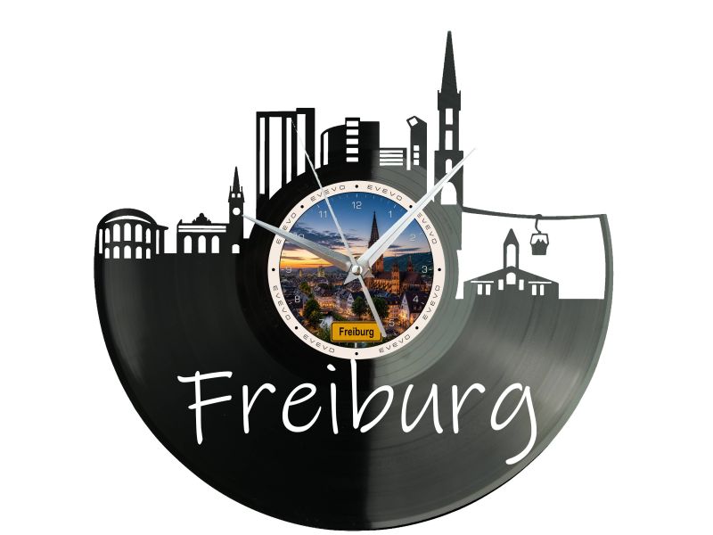 Zegar Freiburg Miasto Niemcy Zegar Ścienny Płyta Winylowa Prezent Upominek Urodziny Dla Niej Dla Niego EVEVO evevo.pl W0060