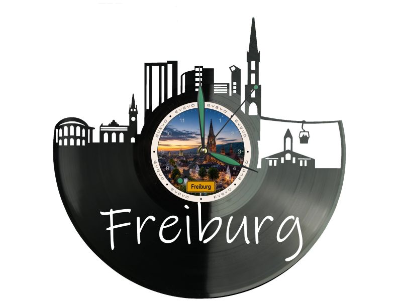 Zegar Freiburg Miasto Niemcy Zegar Ścienny Płyta Winylowa Prezent Upominek Urodziny Dla Niej Dla Niego EVEVO evevo.pl W0060