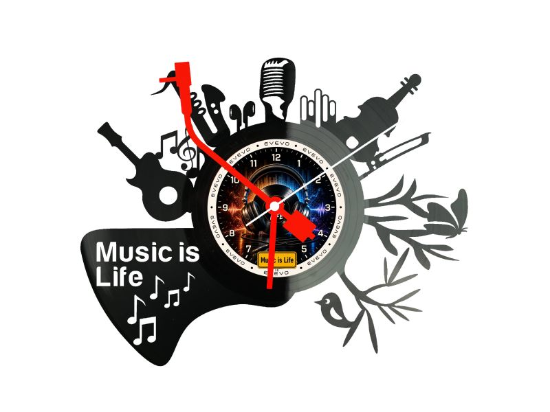 Zegar Music is Life Zegar Ścienny Płyta Winylowa Prezent Upominek Urodziny Dla Niej Dla Niego EVEVO evevo.pl W0063