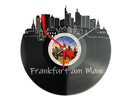 Zegar Frankfurt Miasto Niemcy Zegar Ścienny Płyta Winylowa Prezent Upominek Urodziny Dla Niej Dla Niego EVEVO evevo.pl W0064