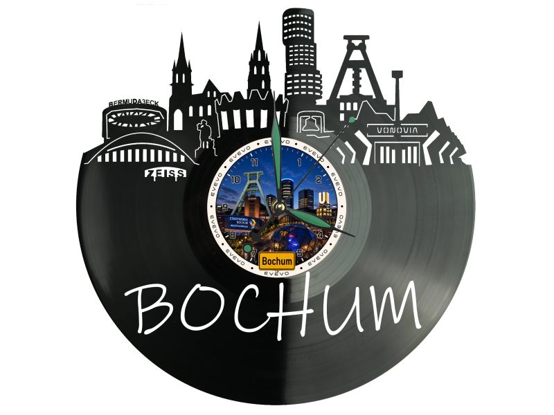 Zegar Bochum Miasto Niemcy Zegar Ścienny Płyta Winylowa Prezent Upominek Urodziny Dla Niej Dla Niego EVEVO evevo.pl W0065