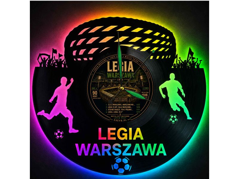Legia Warszawa Zegar Ścienny Płyta Winylowa Nowoczesny Dekoracyjny Na Prezent Urodziny evevo.pl S0003