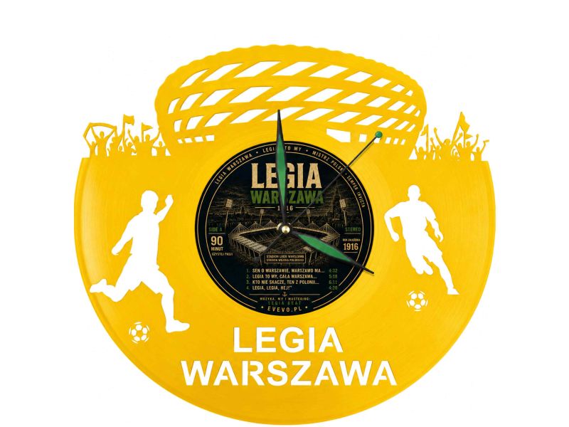 Legia Warszawa Zegar Ścienny Płyta Winylowa Nowoczesny Dekoracyjny Na Prezent Urodziny evevo.pl S0003