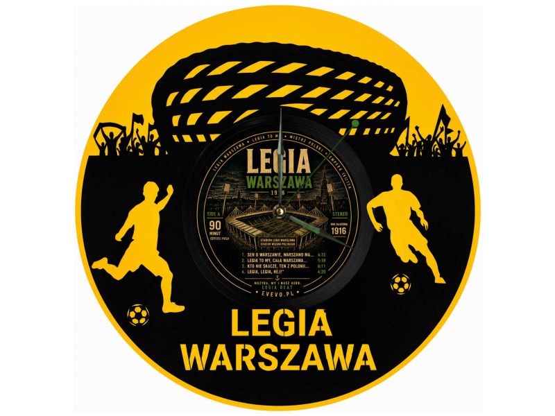 Legia Warszawa Zegar Ścienny Płyta Winylowa Nowoczesny Dekoracyjny Na Prezent Urodziny evevo.pl S0003