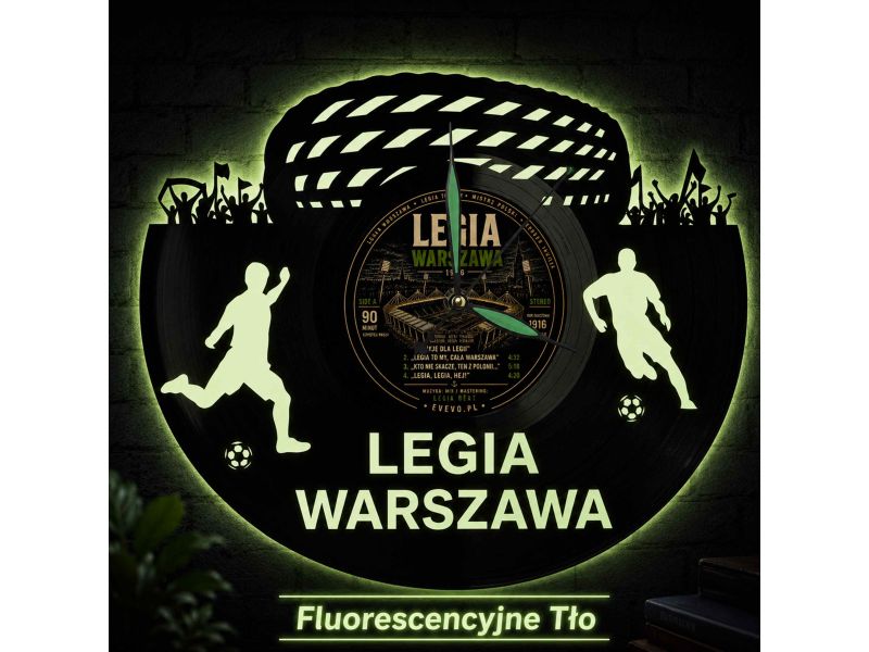 Legia Warszawa Zegar Ścienny Płyta Winylowa Nowoczesny Dekoracyjny Na Prezent Urodziny evevo.pl S0003